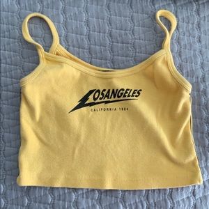 Brandy Melville Yellow Los Angeles Crop Tank OS